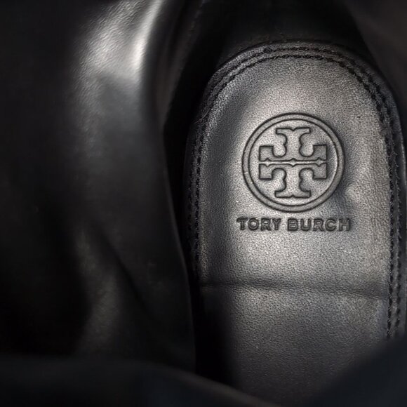 Tory Burch Boots Black Leather Ankle Boots Size 11 - Picture 6 of 9